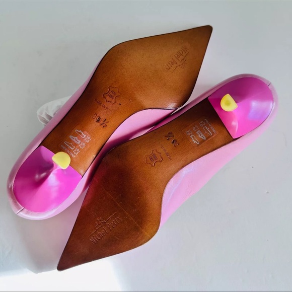 NWOB Michel Perry Pink Pointed Pumps Leather Italy 35.5 US5.5 Vintage Y2K - Picture 8 of 9